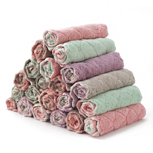 Corrugated edge double-sided super absorbent dishcloth, lint-free dishcloth, non-stick oil dishwashing towel, wet and dry type