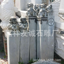 厂家石雕拴马桩青石做旧狮子貔貅石柱新中式庭院装饰石材摆件