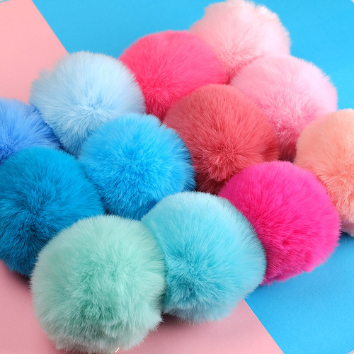 Cross-border hot-selling fur ball keychain imitation rex rabbit fur ball keychain plush ball key accessories school bag pendant