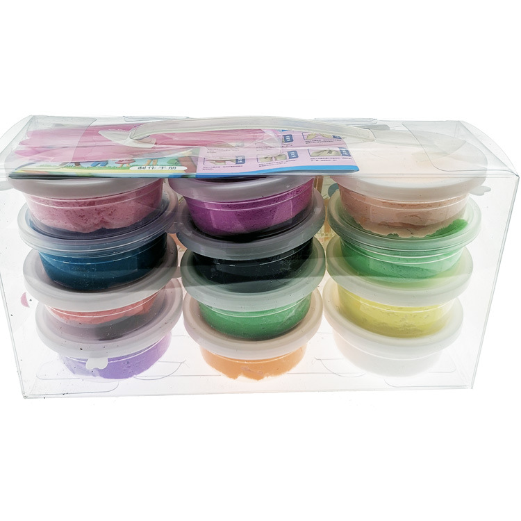 P1732 12-color ultraligero barril de arcilla de color plastilina niños hechos a mano arcilla coloreada multi-componente al por mayor