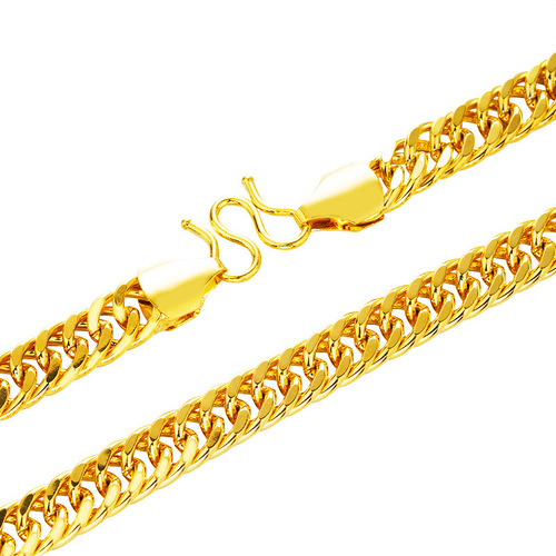 Multiple specifications cross-border accessories glossy double buckle plated 24k gold men's necklace Vietnamese sand gold necklace for men