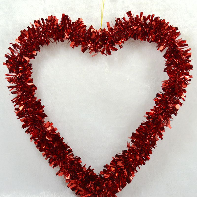 Decoraciones navideñas 35cm tira de lana en forma de corazón Guirnalda de Navidad vacaciones de Navidad decoración de la ventana suministros de diseño de escena