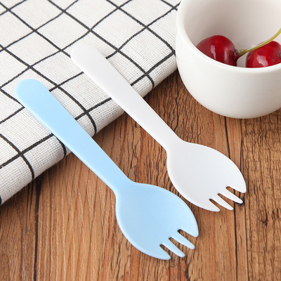 一次性磨砂加厚塑料蛋糕叉子 水果叉甜品勺蛋糕餐具 叉勺独立包装|ms