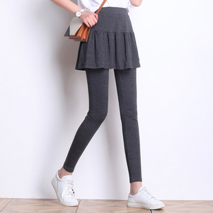 Yoga Clothing Outer Wear Culottes 2025 Spring and Autumn Women's chubby girl Pant Skirt plus size Belt Skirt Pleated Fake Two-piece Leggings