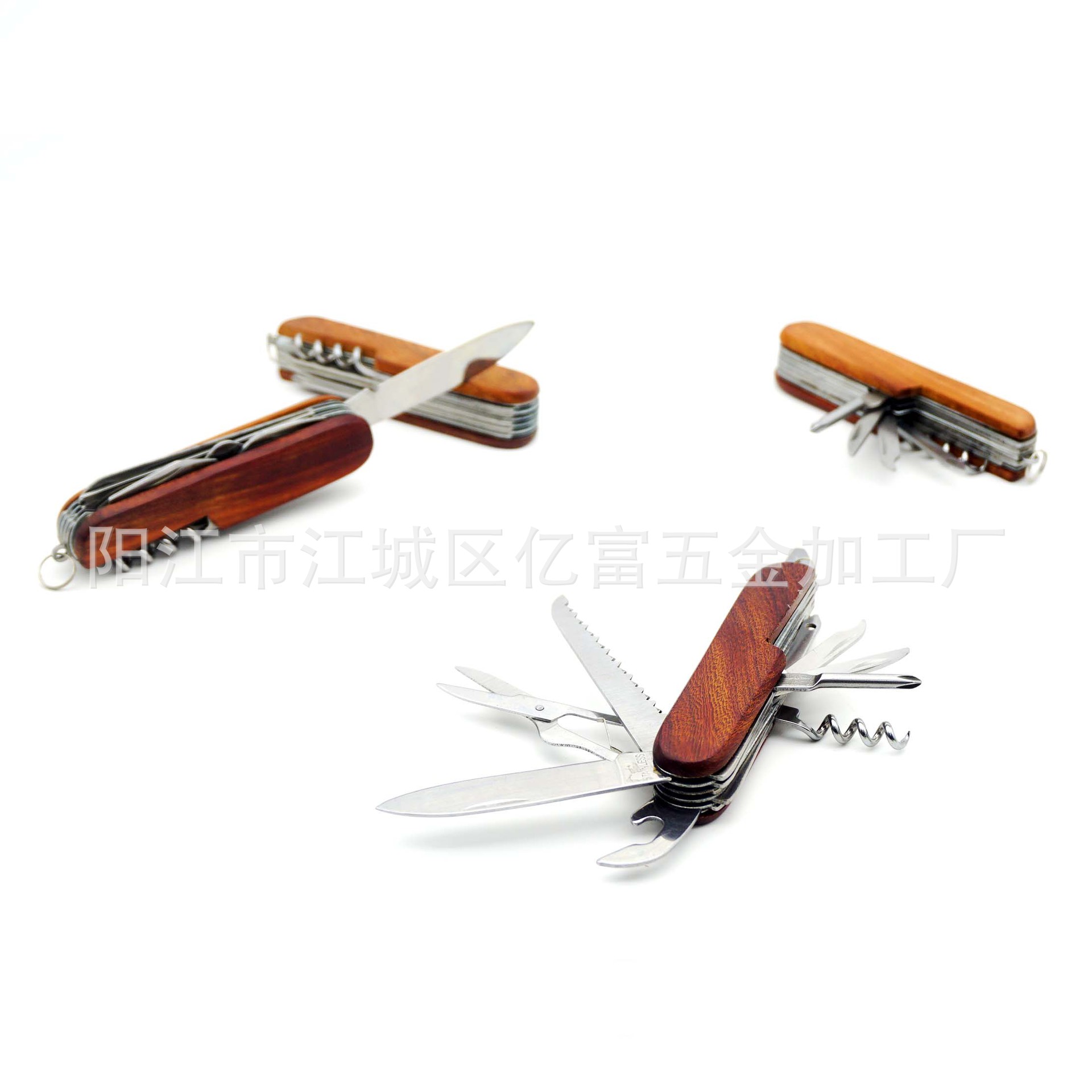 木柄多功能小刀折叠式小刀便携户外野营多功能工具刀礼品小刀