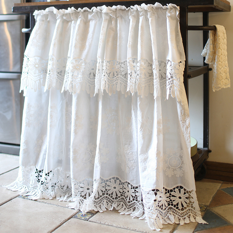 British Country Lace Princess American Curtain Half Curtain Pure White Cotton Half Curtain Door Curtain Head British Country Lace Princess American Curtain Half Curtain Pure White Cotton Half Curtain Door Curtain Head