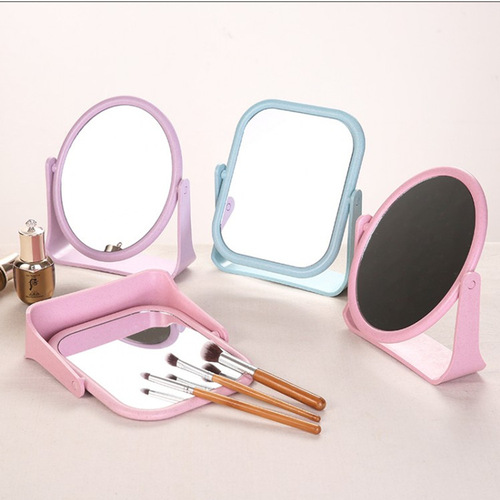 Simple makeup mirror double-sided rotatable makeup mirror desktop high-definition desktop vanity mirror dormitory round desktop mirror