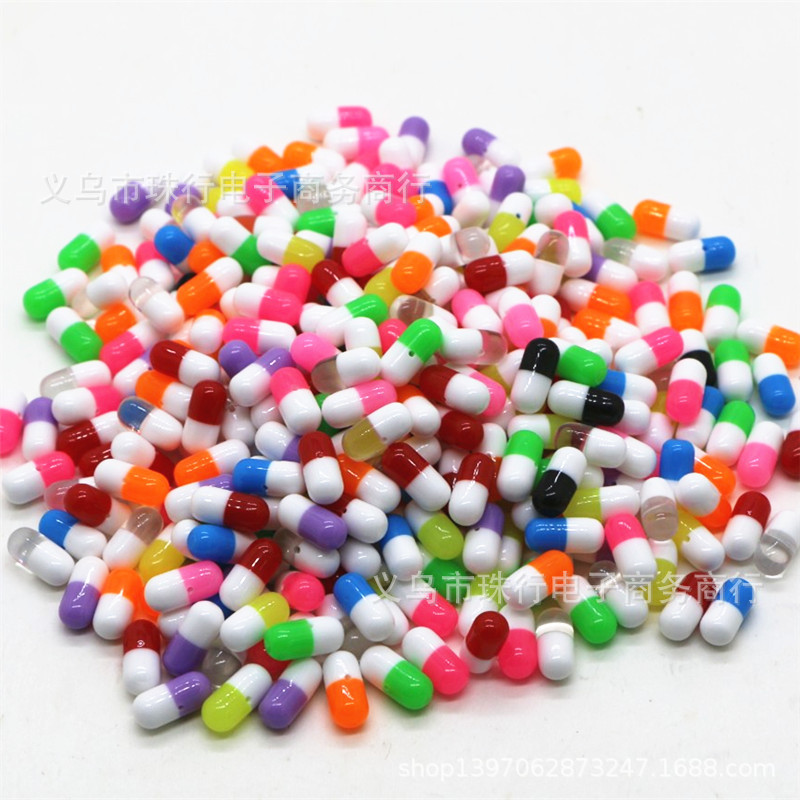 Venta al por mayor Slim barro cristal barro relleno píldora perlas resina accesorios DIY simulación cápsula partículas resina perlas