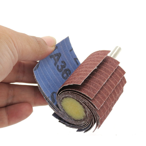 Handled emery cloth wire wheel, gauze flower head, thousand wire wheel, polishing wheel, polishing wheel, concave and convex surface grinding flower head, handle 6mm