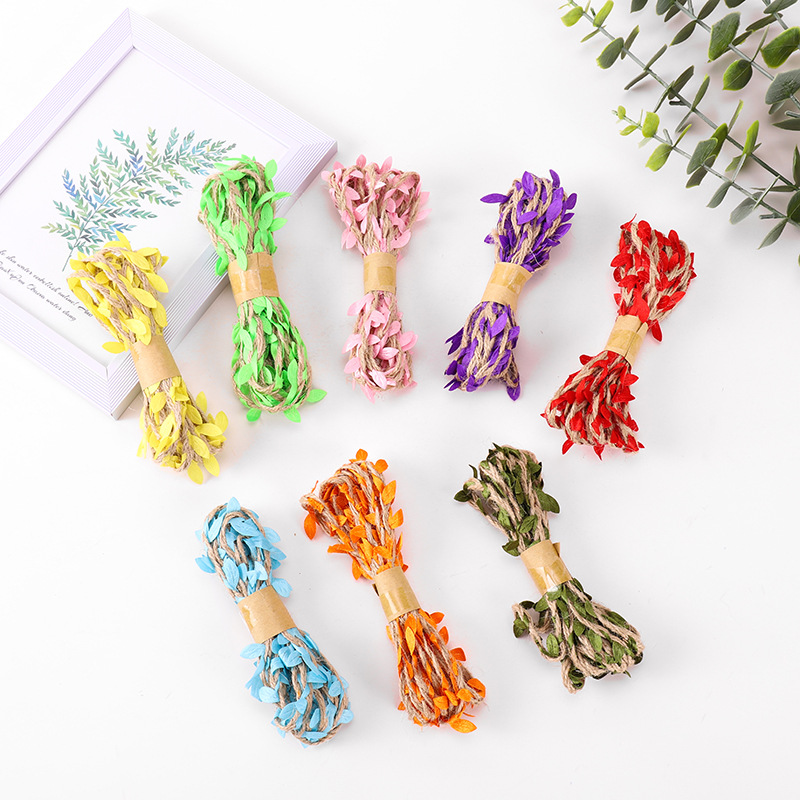 厂家直销 树叶麻绳 仿真藤条 森系辫子 家庭饰品圣诞装饰现货供应