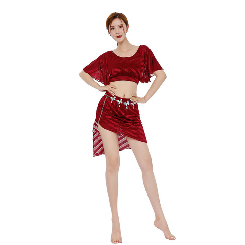 Belly dance clothing female practice dance suit beginners sexy mesh oriental dance practice performance short skirt
