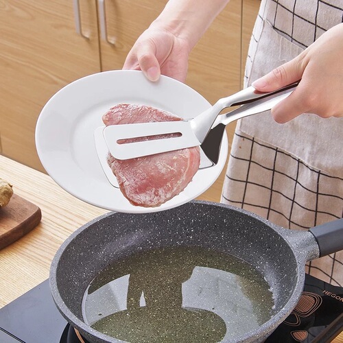 Stainless steel frying spatula clip pancake frying fish shovel pizza steak spatula household kitchen utensils frying steak spatula steak clip