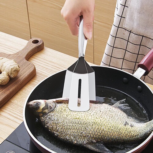 Stainless steel frying spatula clip pancake frying fish shovel pizza steak spatula household kitchen utensils frying steak spatula steak clip