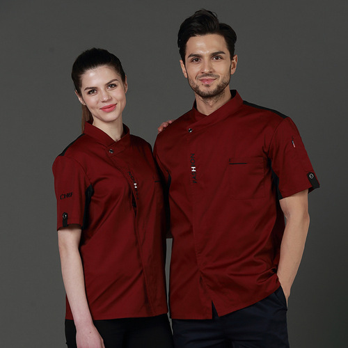 White work clothes barbecue canteen kitchen breathable sweat-wicking chef clothes hotel western restaurant spring and summer short-sleeved work clothes