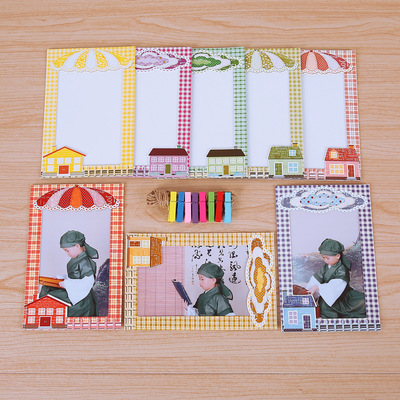 undefined6 originality combination Hanging Paper card Photo frame lovely Cartoon Warm Rain Cabin DIY Matching clip hemp ropeundefined