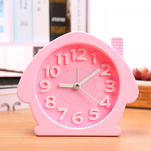 Directo de fábrica creativo estudiante tridimensional palabra despertador de dibujos animados casa forma dormitorio sala de estar decoración pequeño reloj de alarma al por mayor