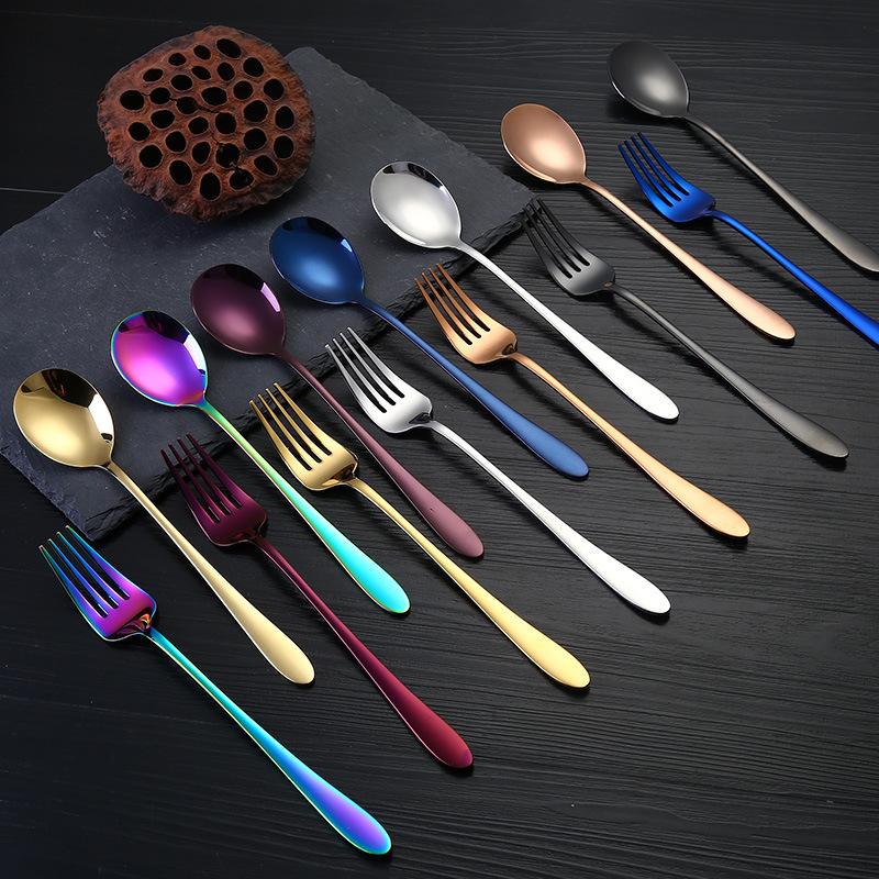 304 cucharas de acero inoxidable tenedor de estilo coreano, cubiertos de comida occidental, cocina de grano de alimentos, pequeño ayudante