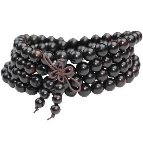 Black sandalwood bracelet, Buddha beads bracelet, 108 pieces 6/8mm multi-layered men's and women's jewelry gift, purple sandalwood ebony raw material