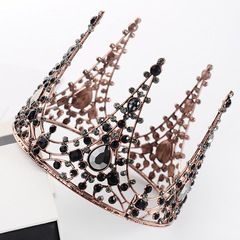 Baroque Black Retro Crown Birthday Cake Baking Decoration Luxurious Queen Complete Ring Large Crown Wholesale