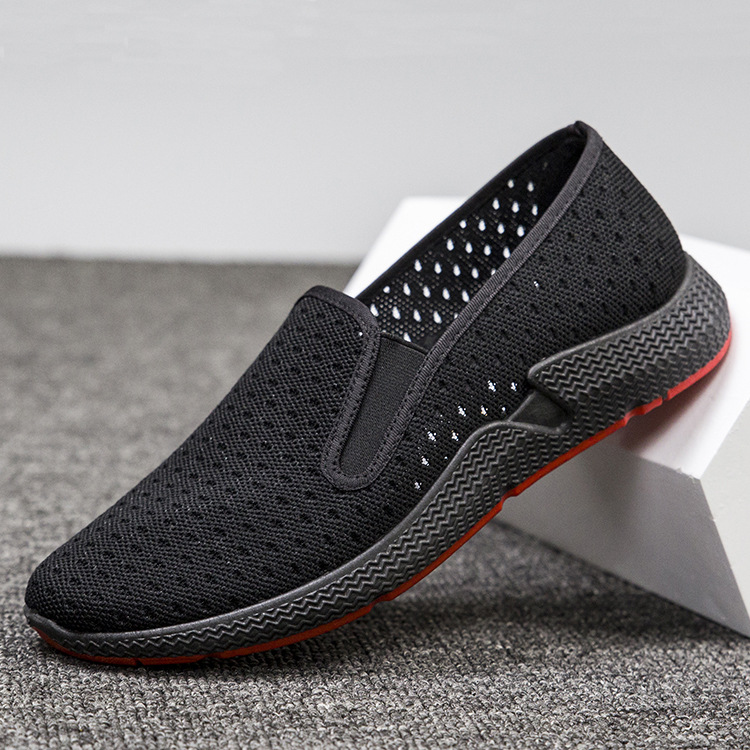Summer men's mesh shoes breathable non-smelly feet hollow mesh shoes mesh black casual shoes wear-resistant mesh shoes