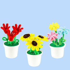 Creative handmade twisted stick hairy root flower potted kindergarten children diy production material package Teacher's Day gift flower