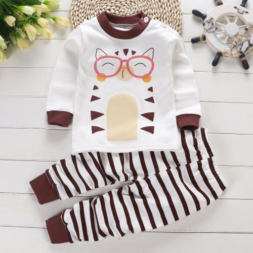 2024 New Children's Pure Cotton Underwear Set for Boys and Girls Autumn Top and Bottom for Infants and Toddlers Pajamas and Home Wear Wholesale