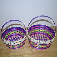 3件套纯手工编织彩色手提复活节竹篮礼品篮厂家直销欢迎环保