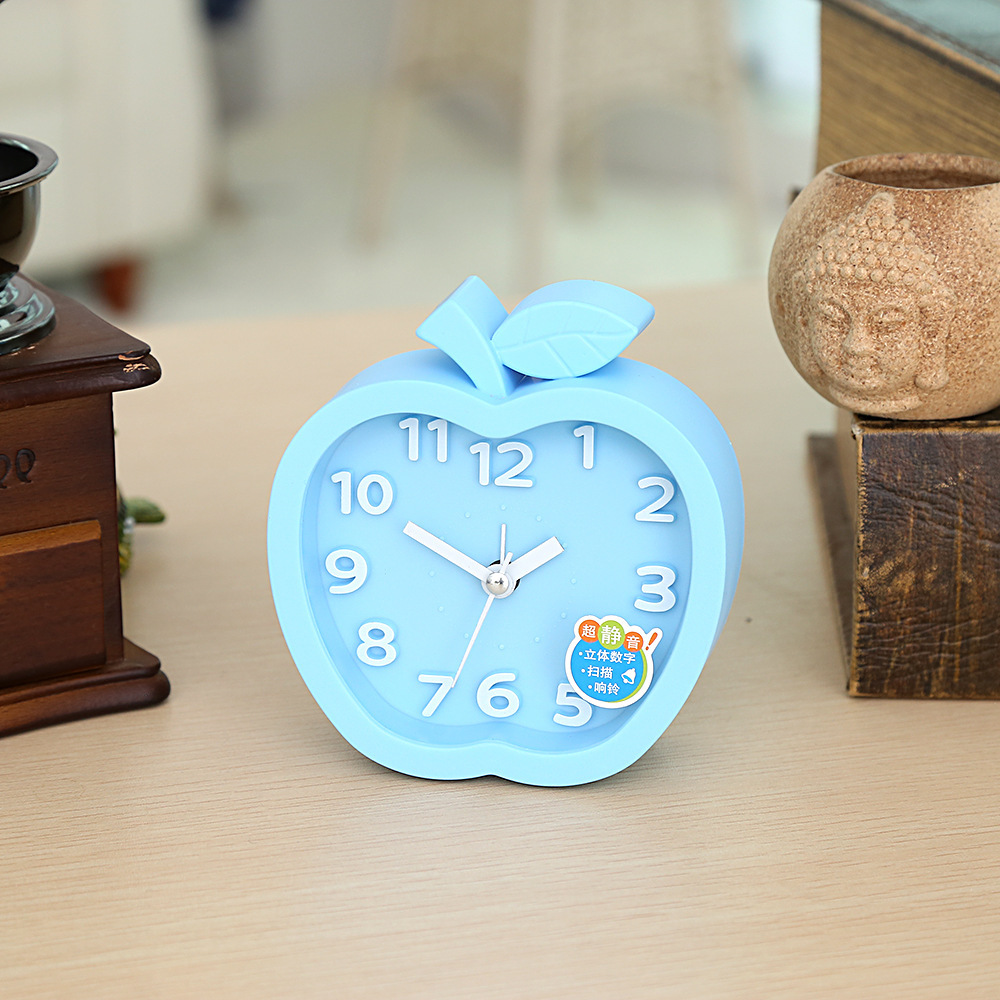 Directo de fábrica creativa Apple pequeño despertador decoración Linda decoración reloj estudiante niños dormitorio salón reloj