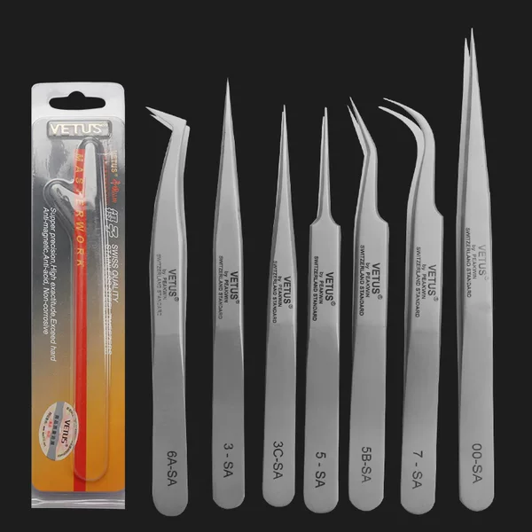Wholesale grafting eyelash VETUS-SA stainless steel genuine goods tweezers beauty eyelashes false eyelashes anti-static high precision tweezers