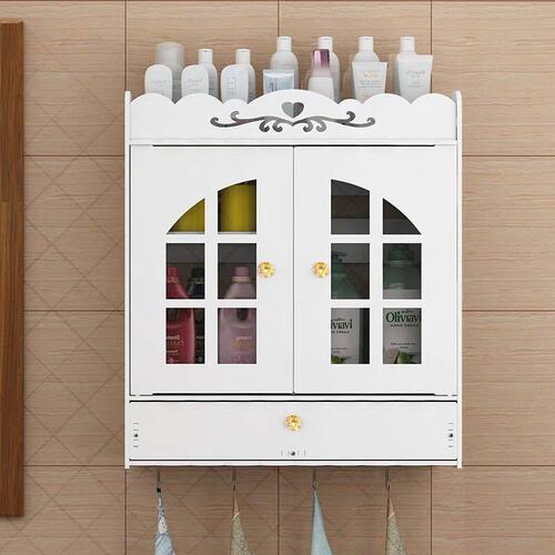 Bathroom wall-mounted cosmetics storage rack restroom supplies dust-proof wall-mounted storage rack punched bathroom storage rack