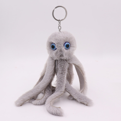 Cute octopus fur ball keychain Octopus marine animal plush doll bag charm gift wholesale