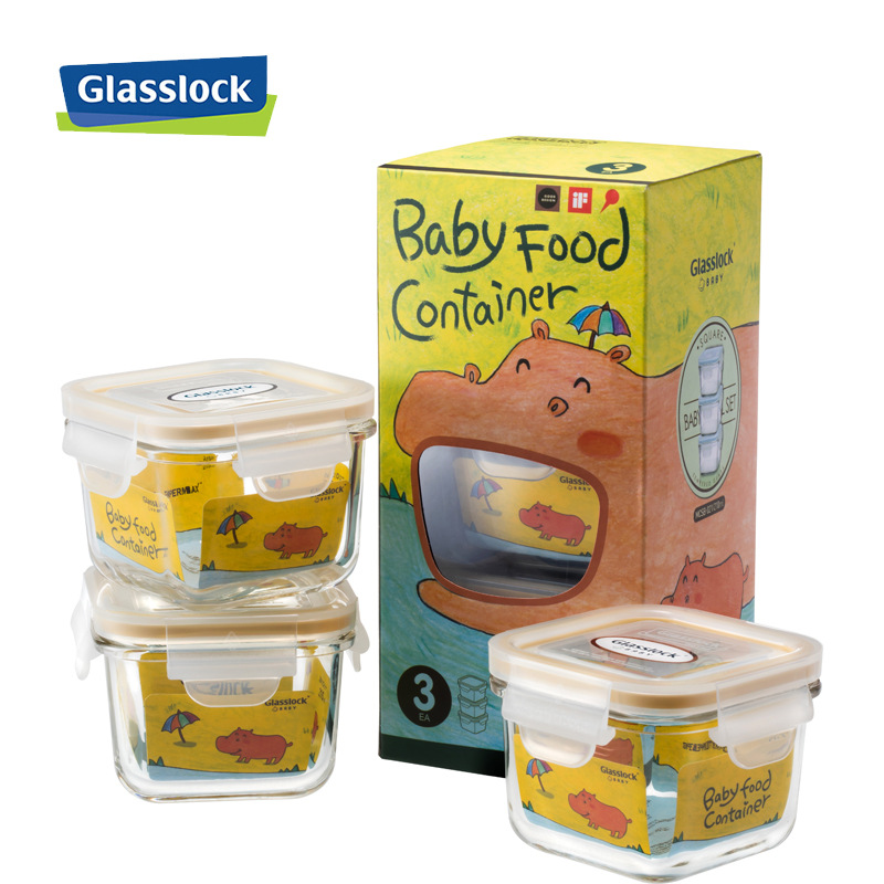 Glasslock baby food supplement box sealed glass crisper frozen portable baby suit