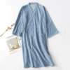 Male gauze denim blue robe