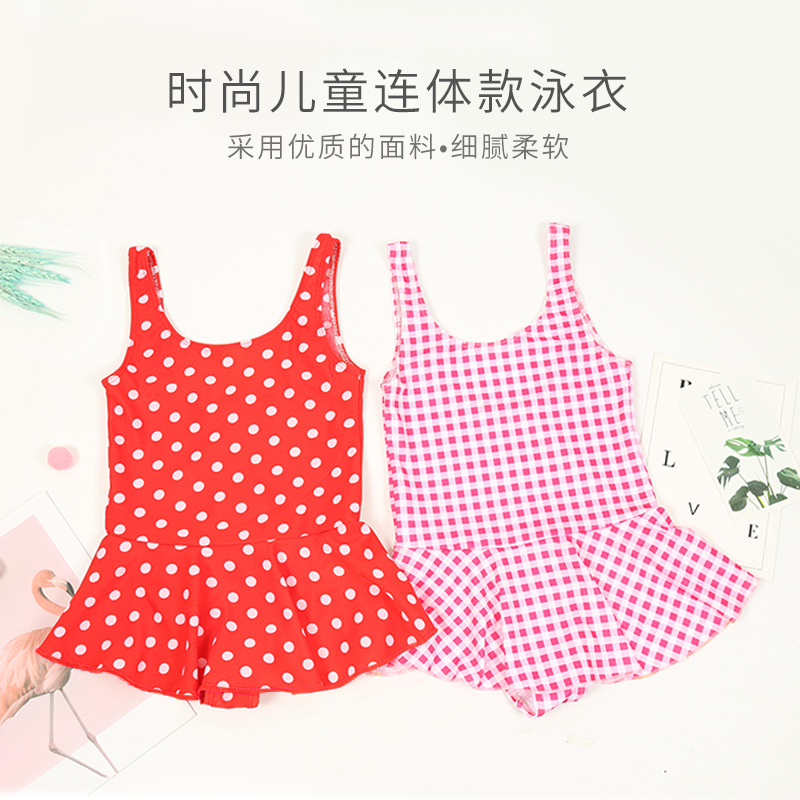 Traje de baño para niños estilo coreano de una sola pieza falda de tirantes estilo occidental lindo impreso traje de baño de moda traje de baño de vacaciones junto al mar