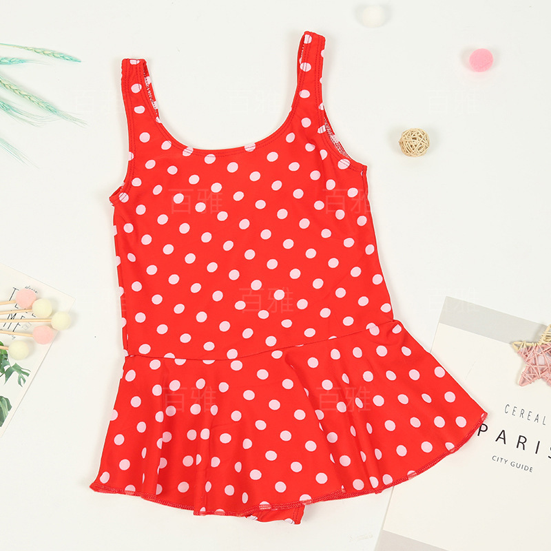 Traje de baño para niños estilo coreano de una sola pieza falda de tirantes estilo occidental lindo impreso traje de baño de moda traje de baño de vacaciones junto al mar