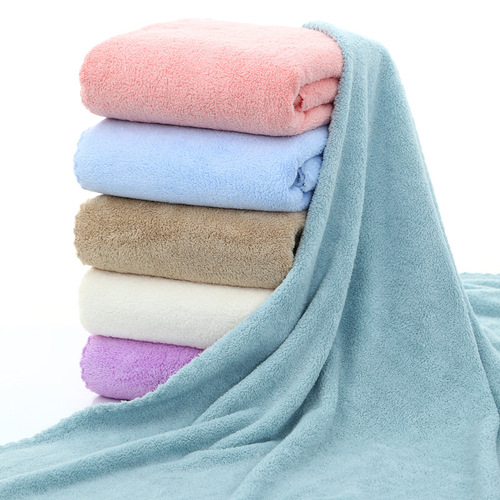 70*140cm bath towel coral velvet beach beauty towel LOGO gift adult water-absorbent thickened cross-border new bath towel