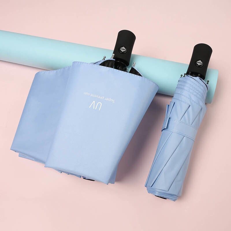 【Nuevo modelo】Paraguas de doble uso totalmente automático para sol y lluvia, protección UV, estilo de dibujos animados, diseño fresco, paraguas de tres pliegues para hombres y mujeres.