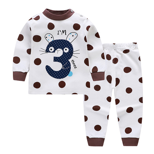 Children's pure cotton innerwear set 2024 new arrival for boys and girls, autumn top and bottom set, baby and infant sleepwear and home wear, wholesale