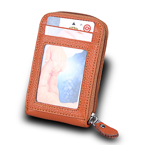 First-layer cowhide business card holder, accordion card holder, genuine leather, men's genuine leather multi-card slot, women's card holder, card holder