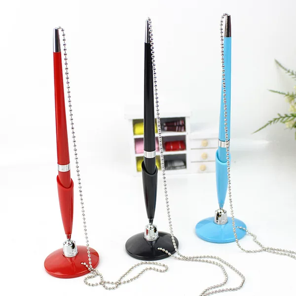 Rotating ballpoint pen business office signature pen desk pen has a fixed base hanging chain connection sign pen 818