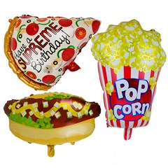披薩熱狗漢堡包爆米花鋁膜氣球 生日派對家庭聚會裝飾鋁箔氣球