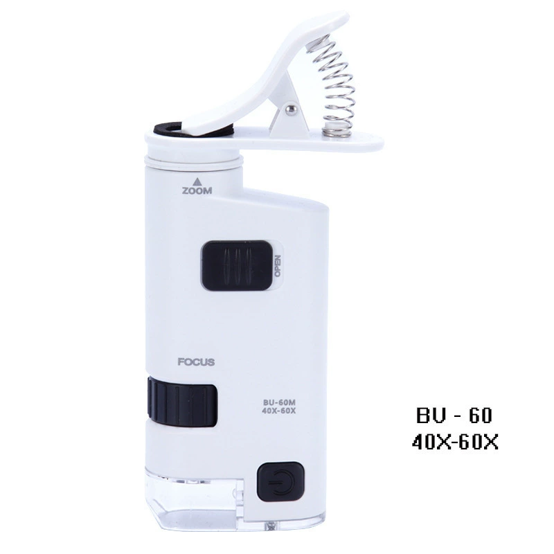Оптическое стекло 40X-60X мобильный телефон зум-микроскоп портативный идентификационный старинный нефритовый микроскоп BU60M
