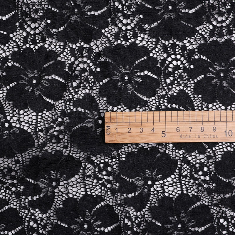 Black elastic cloth, flowered