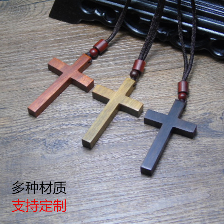 Supply Sandalwood Cross Necklace Fashion Men's and Women's Craft Gift Pendant Sweater Art Vintage Accessories Pendant