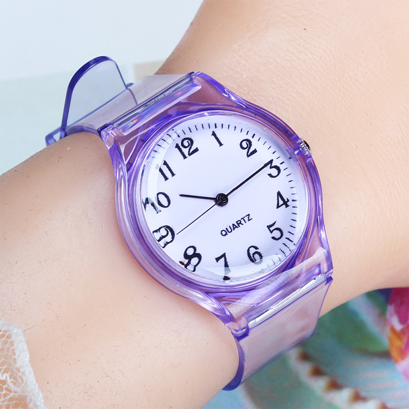 速卖通热销儿童手表 新款手表彩色透明表带表盘时尚潮流手表