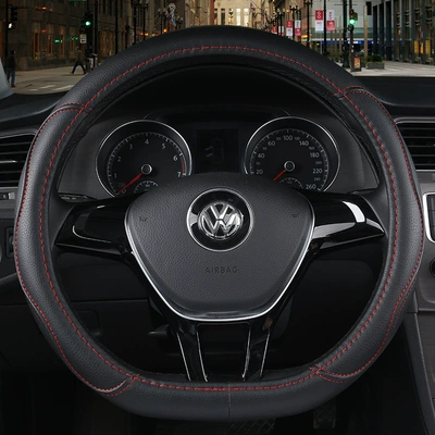 New steering wheel cover four seasons leather handle cover summer D-type steering wheel cover summer steering wheel cover handle cover (Steering wheel cover)