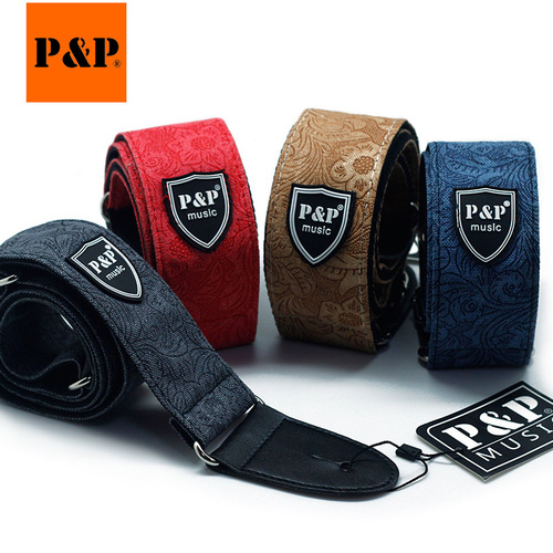 PP guitar strap retro guitar strap wholesale denim cotton bakelite universal guitar strap folk guitar strap factory