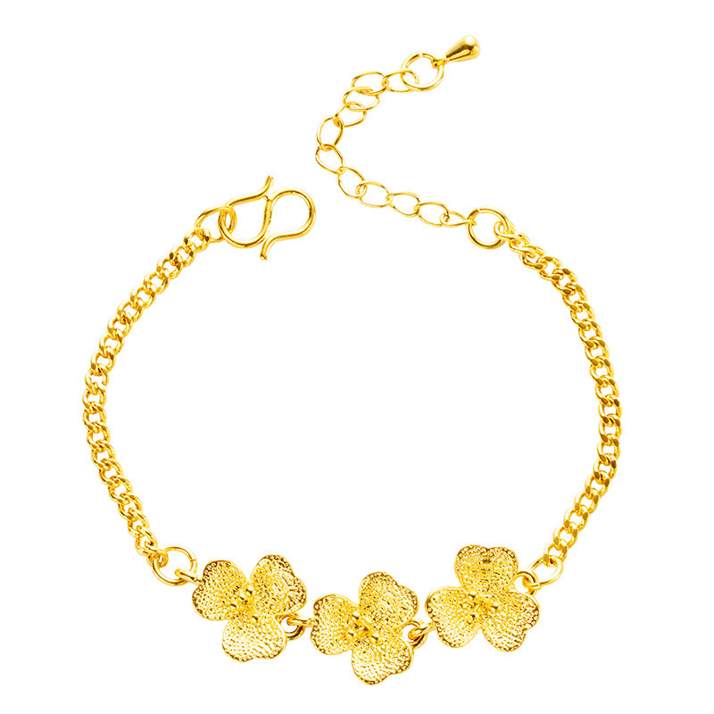 Traje de tres piezas collar de flores de cadena de agua de oro de Vietnam hembra Latón chapado en oro pulsera de flores pendientes de flores
