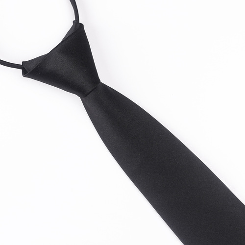 Upgraded version of zipper tie, lazy tie, black simple administrative pre-tied tie, professional business tie for men