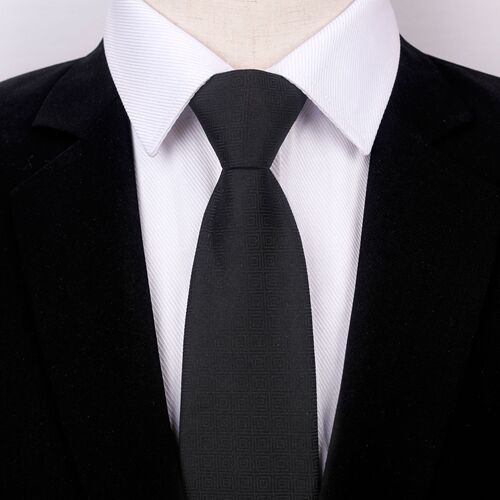 Upgraded version of zipper tie, lazy tie, black simple administrative pre-tied tie, professional business tie for men